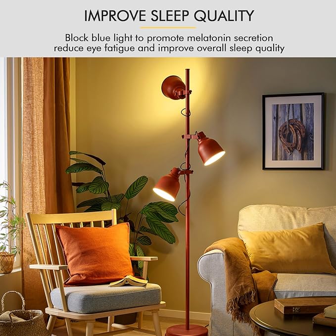 Amber Sleep Light Bulb 2 Pack，Dimmable 1800K Warm Light Bulbs for Healthy Sleep,Blue Light Blocking,A19 9W(60W Equivalent) E26 Base Amber Light Bulbs for Bedroom, Baby Nursery Room
