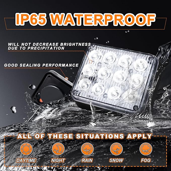 2PCS Battery Operated Led Strobe Light, Magnetic Wireless LED Rechargeable Strobe Light for Trucks Car Surface Mount Beacon Warning Emergency Flashing Light for Vehicles Trucks Tow (White)