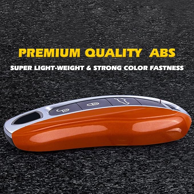x xotic tech Orange Fiber Style Key Fob Cover Smart Remote Case Side Blades Shell, Compatible with 2017-up Porsche Panamera, 2019-up Porsche Cayenne G2, 2020-up 911 Carrera Taycan