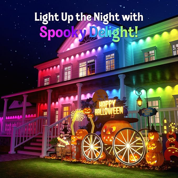 Fitop Permanent Outdoor Lights, 150FT RGB Waterproof LED Lights for House, Smart Outdoor Strip Light with Extendable Design, App/Remote Control, 16 Million Colors, IP67 Rated