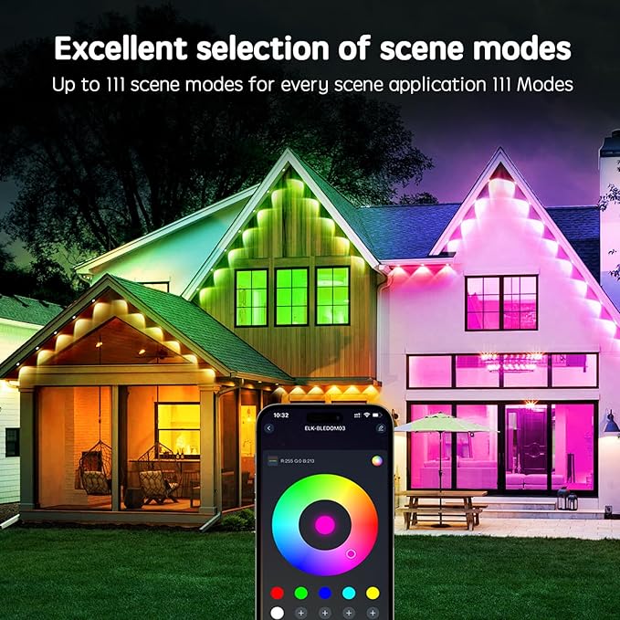 50FT Permanent Outdoor RGB Lights,IP67 Waterproof Smart LED Eaves Lights with App/Remote Control,for Christmas and All Holiday Decor,Daily and Accent Lighting,House Roof and Garden Lighting