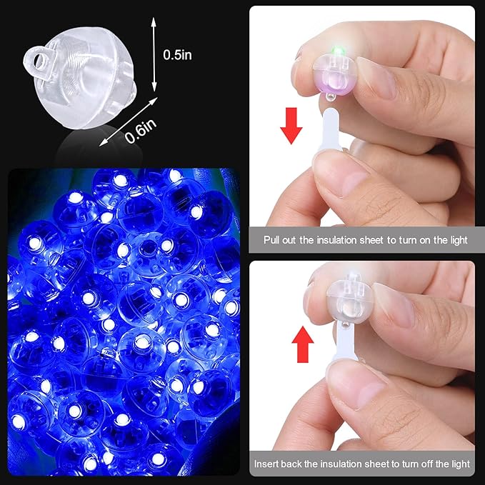 50PCs Mini Led Lights with Hook, Waterproof Round Tiny Led Light for Party Decorations Neon Party Light, Blue-Blinking Lights