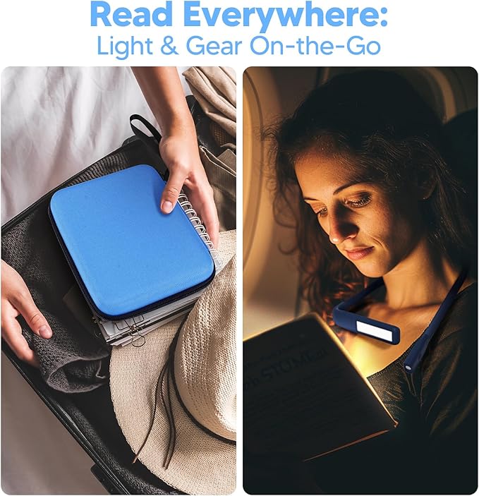 LED Neck Reading Light and Crafting Lamp with Blue Storage Case, Ideal for Book Lovers, Readers, Crafters and Outdoor Enthusiasts, Perfect for Reading, Sewing, Camping, Crocheting, Walking at Night