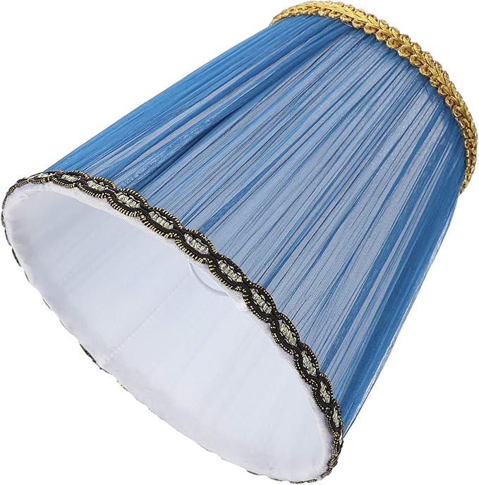 Cloth Lampshade, Pleated Lamp Cover Vintage Chandelier Lamp Shade Small Lamp Decor Accessory (Blue)