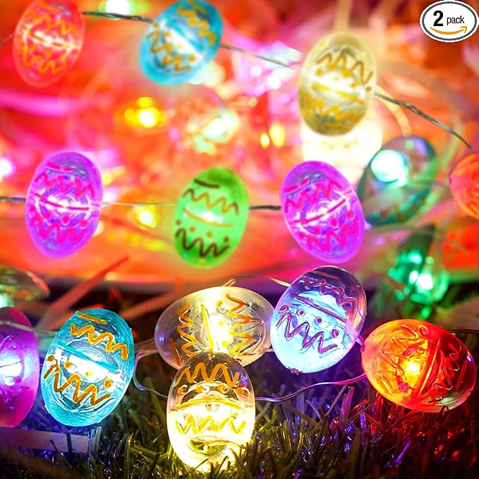pozzolanas Led Fairy Lights Battery Operated Mini String Lights 2P Easter Egg Mini Lights 16FT 50LEDs Waterproof for Easter Indoor Outdoor Home Party Tree Windows