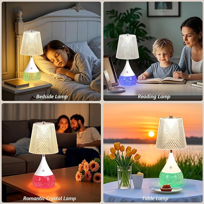 7-Color Changing LED Night Light - Soothing Mood Lamp for Bedroom, Living Room & Office - Relaxing Flashing Glass Decoration Light ((French Country))