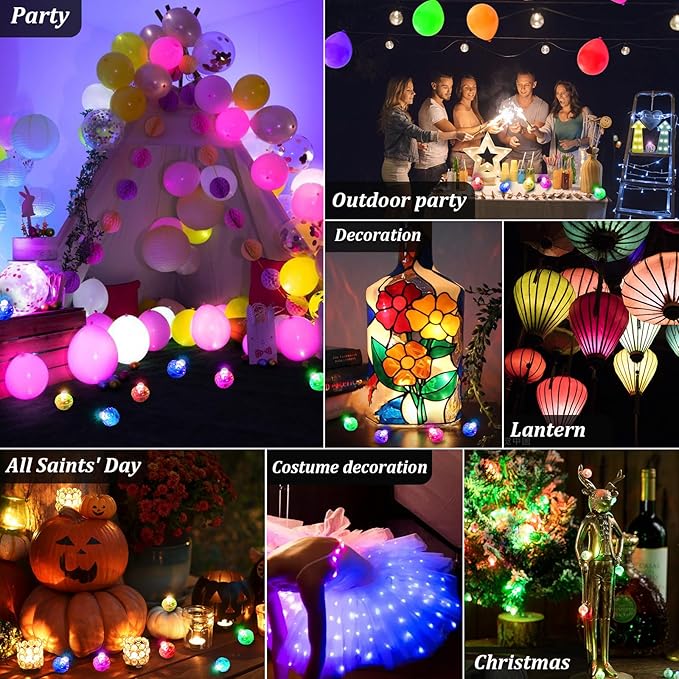 AIKEI 200pcs LED Balloon Lights,Mini Balls Lights,Long Standby Time Party Lamps,Waterproof for Paper Lantern,Easter Eggs Decor, Halloween Wedding Birthday Party Decoration (White+Warm White, 200pcs)