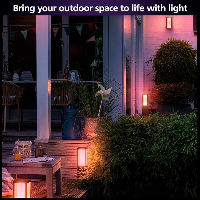 Philips Hue Impress Outdoor Pedestal Light (Low-volt), (400 x 100mm) White & Color Light, Voice Control, Bridge required