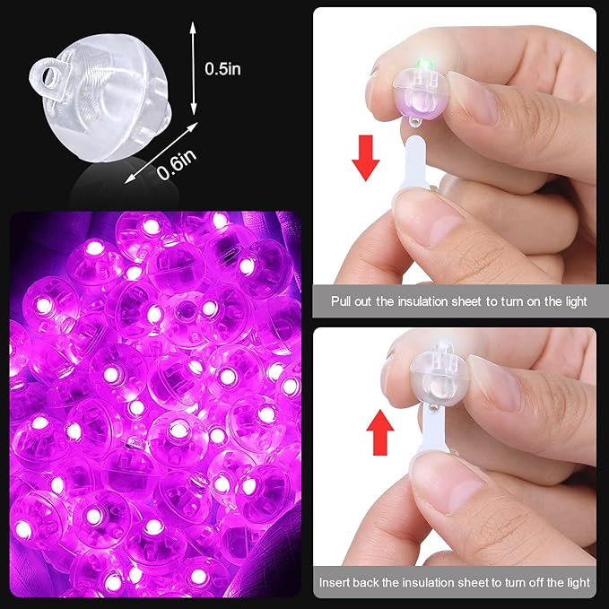 100PCs Mini Led Lights with Hook, Waterproof Round Tiny Led Light for Party Decorations Neon Lights for Birthday Party and Wedding Decoration,Pink