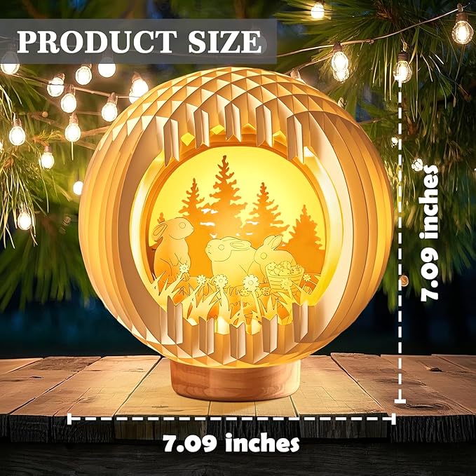 Light Up E-aster lights with USB Charging for Tabletop, Paper Carving Easter Decorations indoor for Home,Ea-ster Table Decor Lamp,Easte-r Gifts for Kids,Easter Basket Stuffers for Boys Girls Teens
