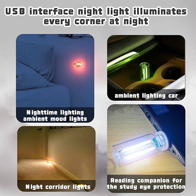 Touch Adjustment Retro Car Lamps, Battery & USB Charging Interior Atmosphere Bulb, Touch Dimmable Indoor Decorative Mini Neon Night Lights for Bedroom, Camping, Holiday, No Pole dimming (Red, 2Pack)