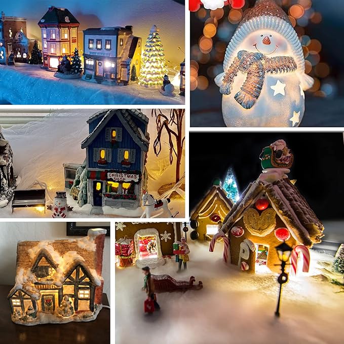 LED Accessory Cord with 3 LED Night Light Bulbs - White Cord with On/Off Switch Plugs - C7 led Bulb Warm White with Spare Fuse for Holiday Decoration and Craft Village House Decoration