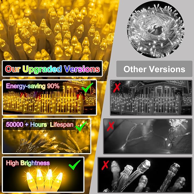 1620 LED 164FT 360 Drops Christmas Lights, Outdoor Hanging lights 8 Modes and Timer Memory, Outside Waterproof Curtain String Lights for House Tree Holiday Wedding Party Decorations (Warm White)