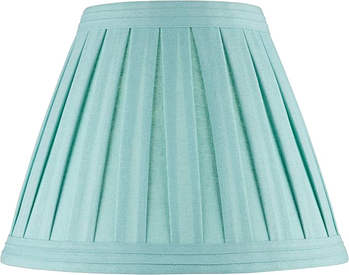 Turquoise Linen Box Pleat Large Empire Lamp Shade 7" Top x 14" Bottom x 11" Slant x 11" High (Spider) Replacement with Harp and Finial - Springcrest
