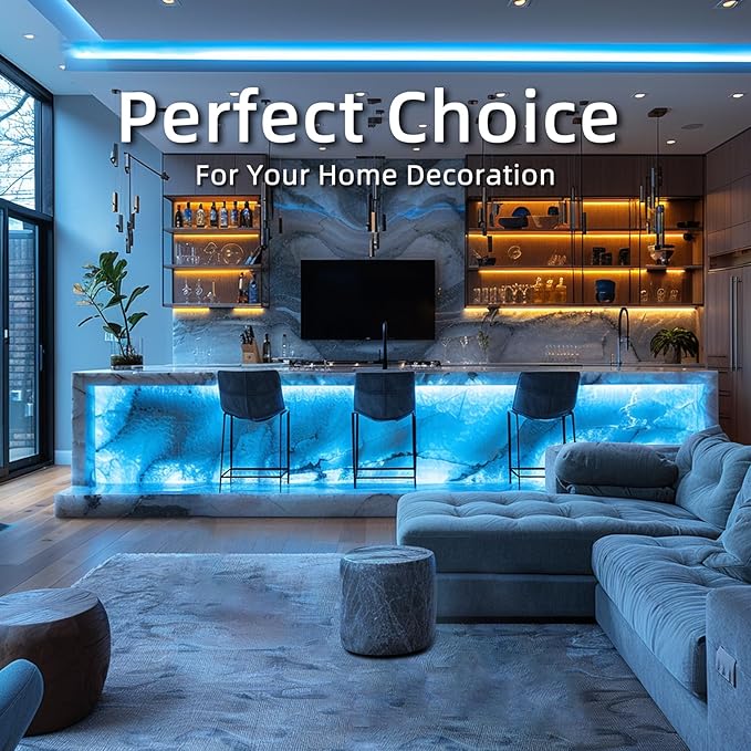 ICE Blue LED Strip Light 320 LEDs 2Pack High Brightness Indoor Use 8mm Flexible LED Tape Lights 5V Powered Density Cuttable USB COB Strip for DIY Display Cabinet LED Back Lights (3.28FTx2)
