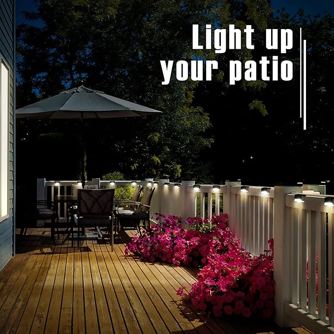 GIGALUMI Led Solar Deck Lights, 16 Pack Waterproof for Outdoor Stairs, Step, Fence, Railing, Yard and Patio (Warm White)