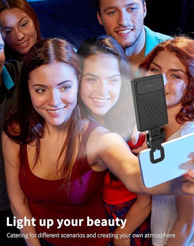 Selfie Light for iPhone:3000mAh Phone Light Clip with 120 LEDs & CRI95+, Compatible with iPhone/Laptops/Tablets/Cameras for Video Recording/Selfies/Live Streaming/Zoom/YouTube