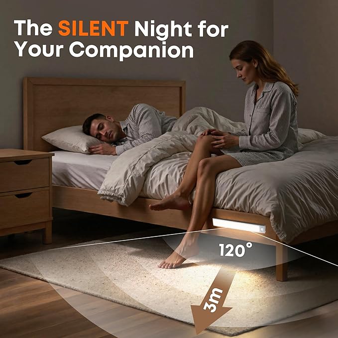 Under Cabinet Lights Wireless, 2 Pack 15.7 inch 1500mAh 3000K 4000K 6500K 3 Color Temps Dimmable Motion Sensor Light Indoor, Rechargeable LED Under Counter Lights for Kitchen, Stairs, Closet