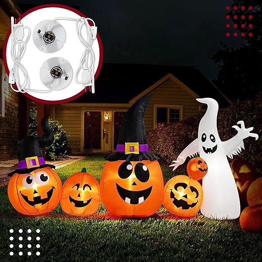 Blow Mold Light Kit Replacement with Switch, E26/E27 Cord with Two Fuse for Christmas Village Lights, Pumpkin Lights, Salt Lamps, Holiday Decorations (2 Pack)