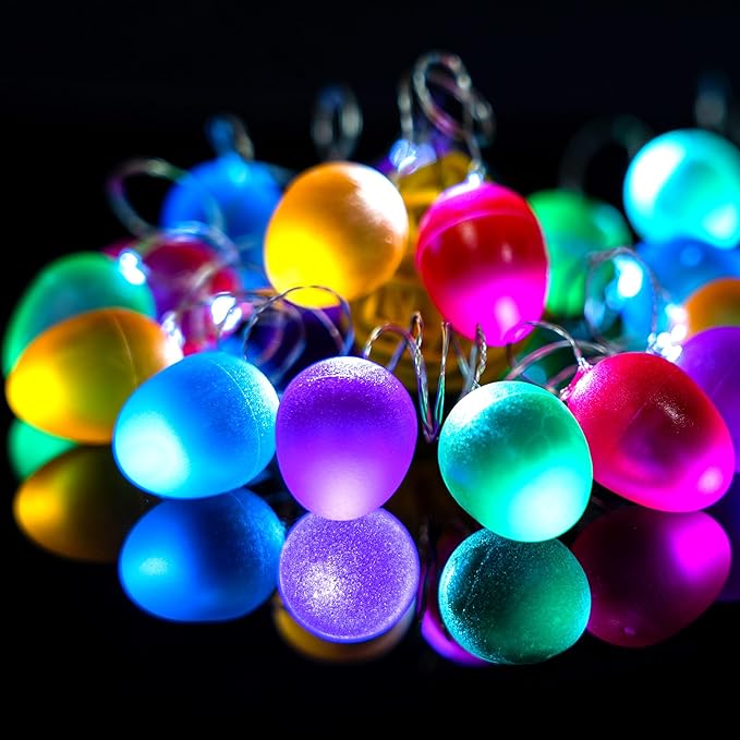 KAiSnova Easter Decorations Easter Lights String 10ft 30LED Eggs Fairy Light Battery Operated with Remote String Lights Spring Themed Multi Color Eggs Decor for Indoor Outdoor Bedroom Party Home