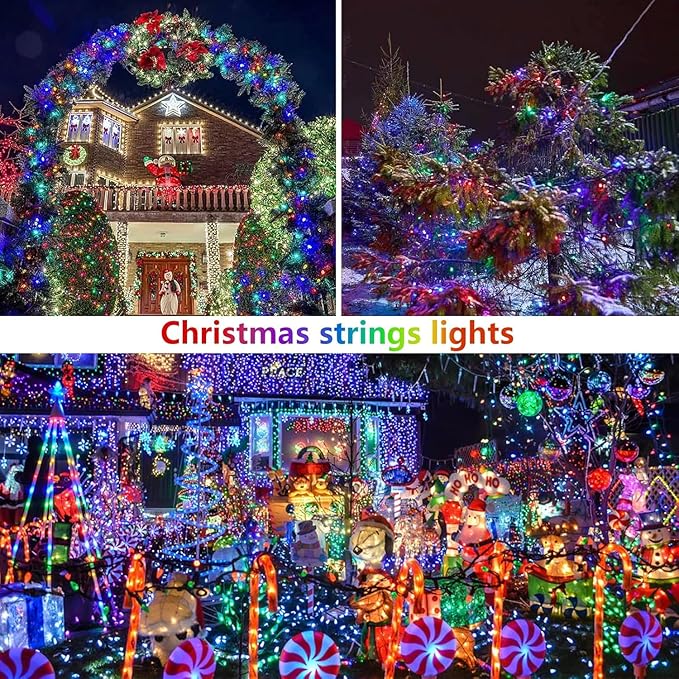 Extra-Long Solar String Lights Outdoor, 4-Pack 400 LED Solar Christmas Fairy Lights for Outside Waterproof, Copper Wire 8 Modes Twinkle Fairy Light for Tree Garden Party Xmas Wedding Decor(Multicolor)