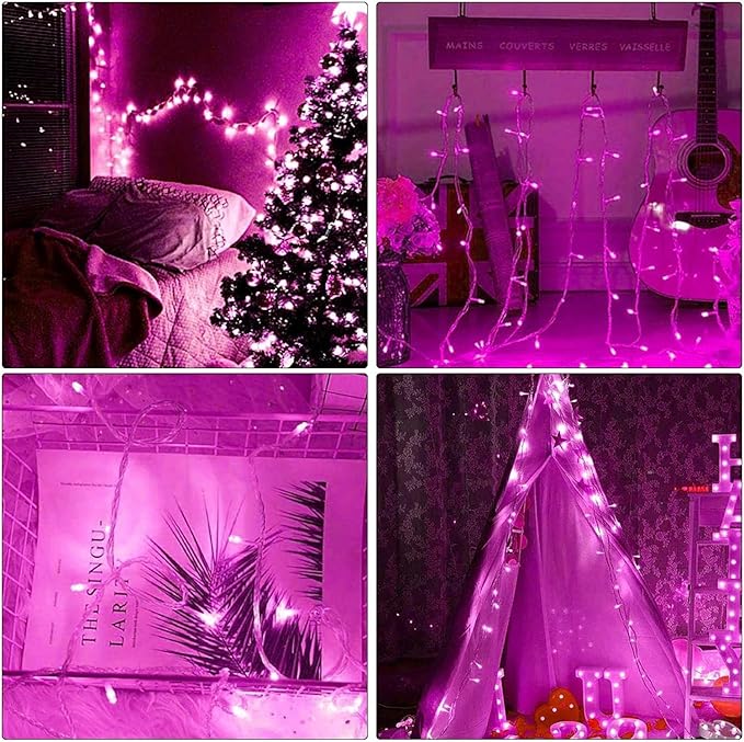 ILLUMINEW 500 Led Pink String Lights Indoor Outdoor Christmas Decorations, 174 Ft 8 Modes Plug in Fairy Lights Pink Valentine Day Room Decor
