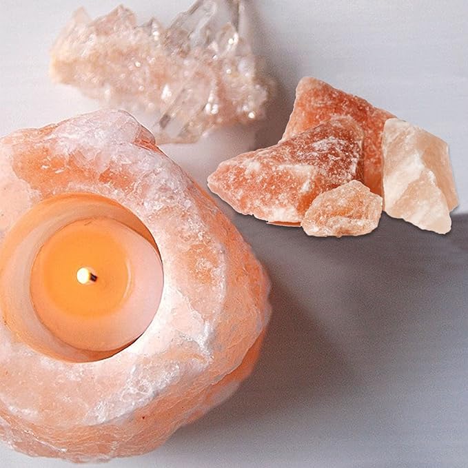 Himalayan Glow Hand Carved Himalayan Salt Candle Holders, Home Decor Item great as a Night light
