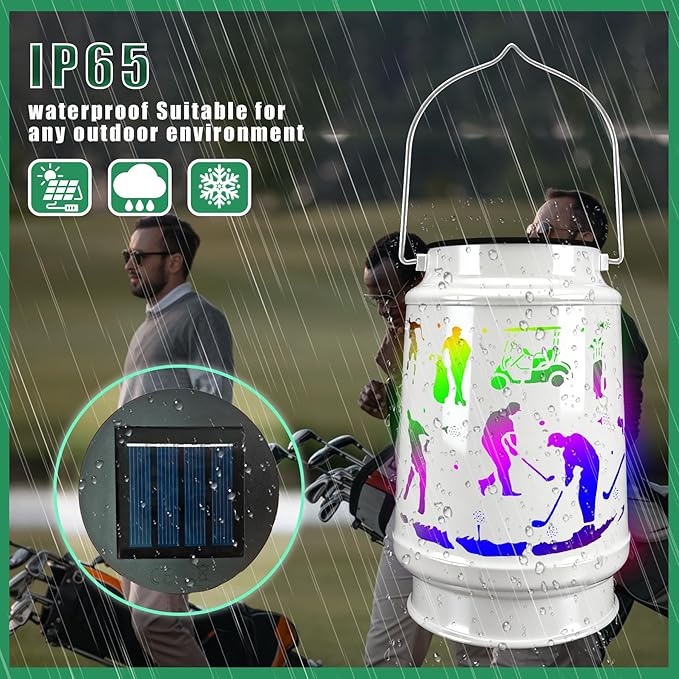 Solar Lantern Outdoor Waterproof for Patio Yard Lawn Backyard Front Porch Golf Cart Lights Golf Ornaments Decorations Gifts for Men Dad Grandpa Lantern