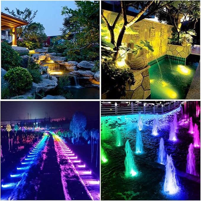 RGB Pond Light, Color Changing Fountain Lights Submersible Pond Lights, IP68 Waterproof Multi-Color Dimmable Used for Yard Spotlights Fish Pond Decoration (6 Lights)