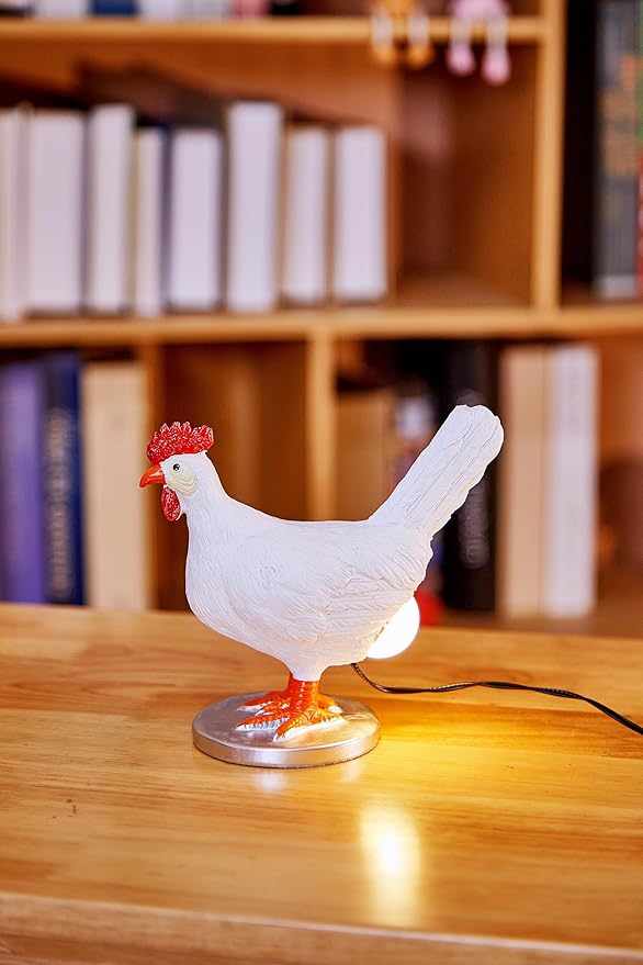 Chicken Lamp, 3D Resin Hen Laying Egg with Color Gift Box, Lifelike LED Egg, Funny Easter Christmas Birthday Gift