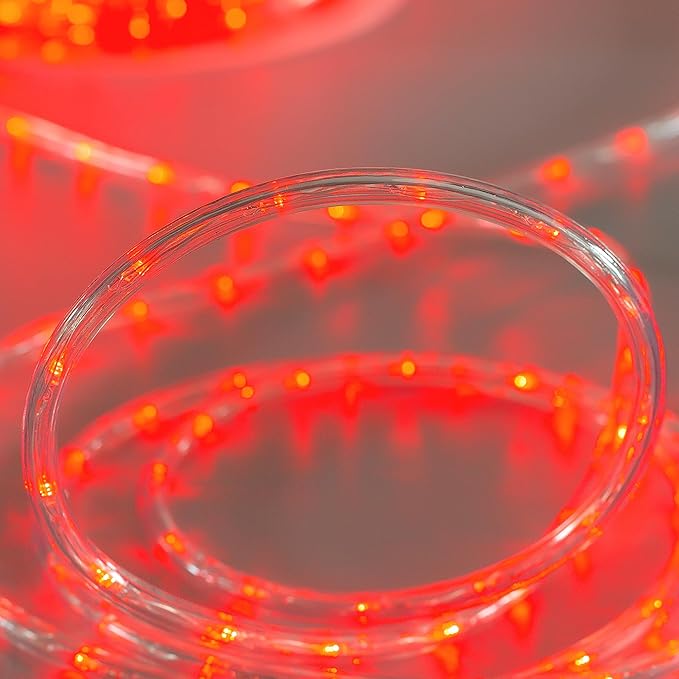 Waterproof LED Rope Lights, Connectable & Flexible with 8 Modes, Outdoor Lighting for Deck, Garden, Pool, Patio & Christmas Decor (Red, 50ft)