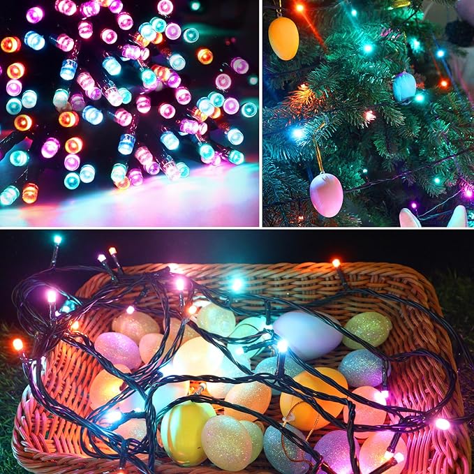 Easter String Lights Battery Powered, 4 Pack Total 66.6 FT 200 LED Colorful Pastel String Lights for Indoor Outdoor Decoration, Twinkle Fairy Light for Home Party Room Garden Party Decor