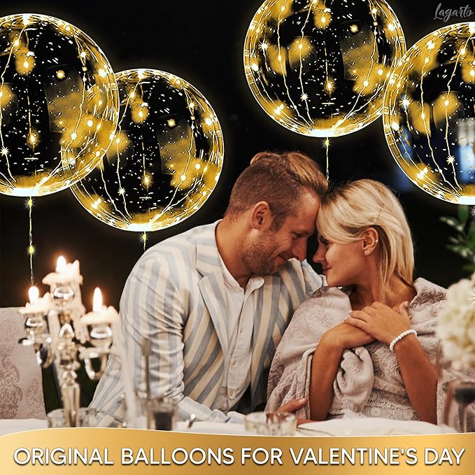 10 Pcs LED Balloons Light Up Balloons for Parties – Clear 18" Balloon with Gold String Lights & Individual Switch – Light Up Easter Decorations for Indoor & Outdoor Events, Batteries Not Included