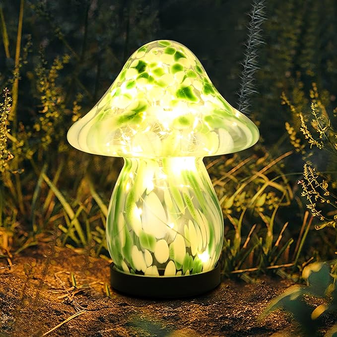 Solar Lights Outdoor Waterproof, Mushroom Garden Décor Powered by Solar, Outdoor Lights for Patio Yard Pathway Backyard Balcony Lawn Landscape Fountain Deck Pool Table Porch Decoration (Green)