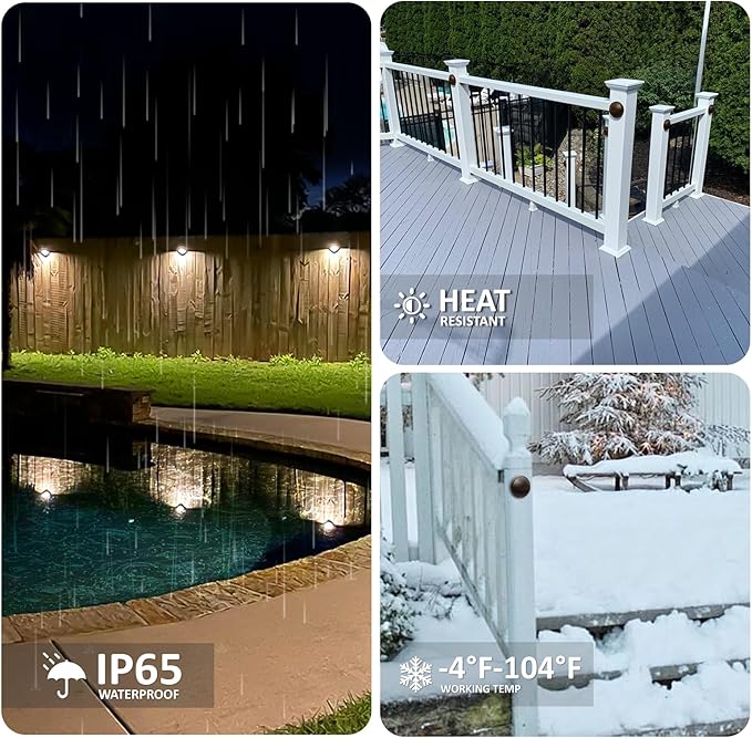 Low Voltage Deck Lights Outdoor, 12V LED Low Voltage Post Fence Stair Lights Wired Outdoor with Connector, 3W LED Chips, 3CCT, Aluminum Housing, IP65 Waterproof, ETL, Brown, Pack of 6