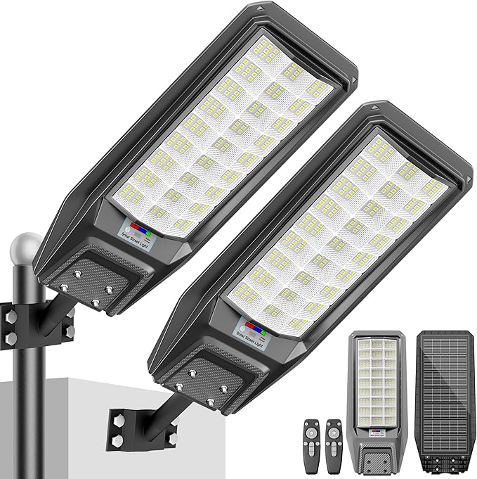 loyoele Solar Street Light Outdoor Waterproof Dusk to Dawn, 9000W Solar Parking Lot Lights Commercial Large Outdoor Flood Light Heavy Duty Solar Power with Motion Sensor for Yard Garden