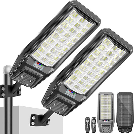loyoele Solar Street Light Outdoor Waterproof Dusk to Dawn, 9000W Solar Parking Lot Lights Commercial Large Outdoor Flood Light Heavy Duty Solar Power with Motion Sensor for Yard Garden