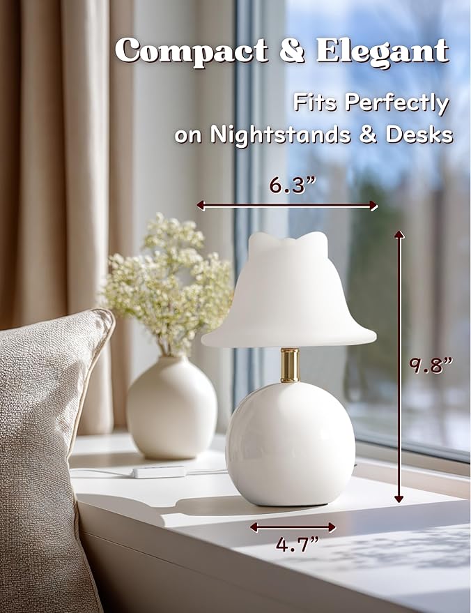 Joyzy Mushroom Table Lamp for Bedroom,Desk Bedside Small Lamps for Living Room Night Stands,Mushroom Lighting Decor Cute Modern Light,Unique Aesthetic Home Living Room Decor