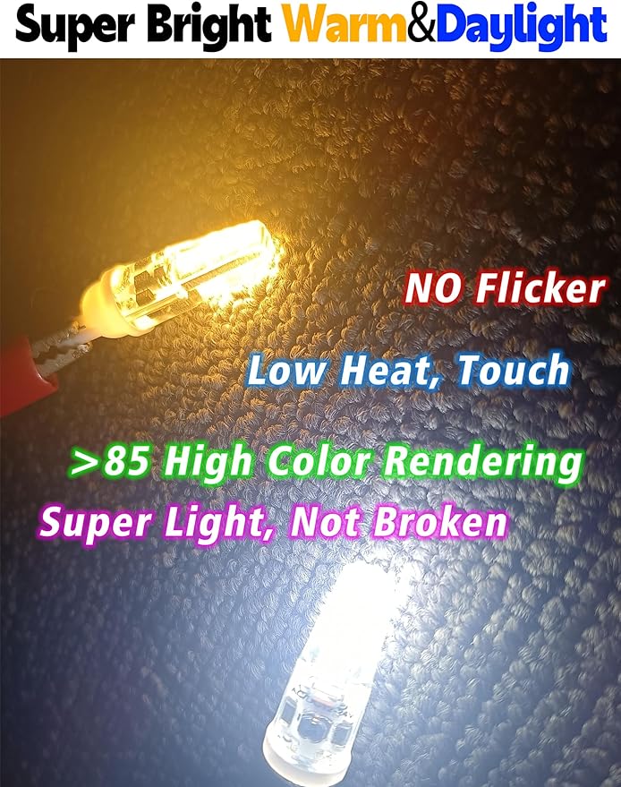 T5 T10 Wedge Base LED Landscape Bulbs 12 Volt Low Voltage 2W 300lm, DC10-30V/AC12-24V 2700K Warm White for Outdoor Landscape Path Deck RV Camper Lights, 10 Pack