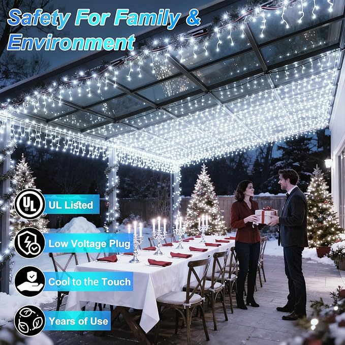 1500 LED 470FT Christmas String Lights, 12 Modes and Timer Memory Dimmable, Plug in Outdoor Waterproof Dark Green Wire Twinkle Fairy Light for for Xmas Yard Tree Wedding Party Outside Decor Cool White