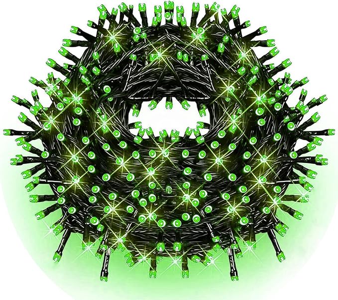 Green St. Patrick's Day Fairy Lights Decorations, 33ft Super Bright 100 LED Connectable String with 8 Modes for Indoor Outdoor Patio, Yard, Balcony, Christmas & Party Décor (Black Wire – Green)