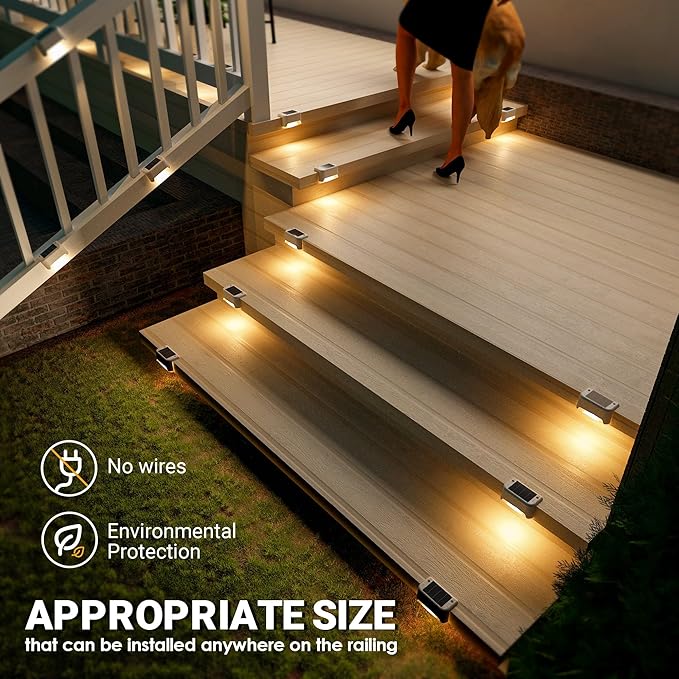 SOLPEX Solar Fence Lights Outdoor 16 Pack, Solar Step Lights Waterproof Led Solares Light for Outdoor Stairs, Deck, Fence, Yard, Patio, and Balcony(Warm White)