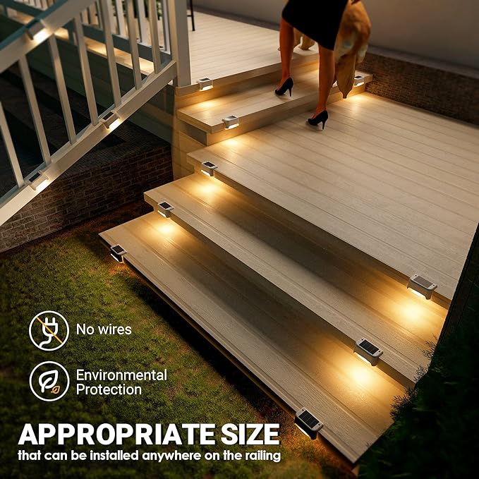 SOLPEX Solar Fence Lights Outdoor 20 Pack, Solar Step Lights Waterproof Led Solares Light for Outdoor Stairs, Deck, Fence, Yard, Patio, and Balcony(Warm White)