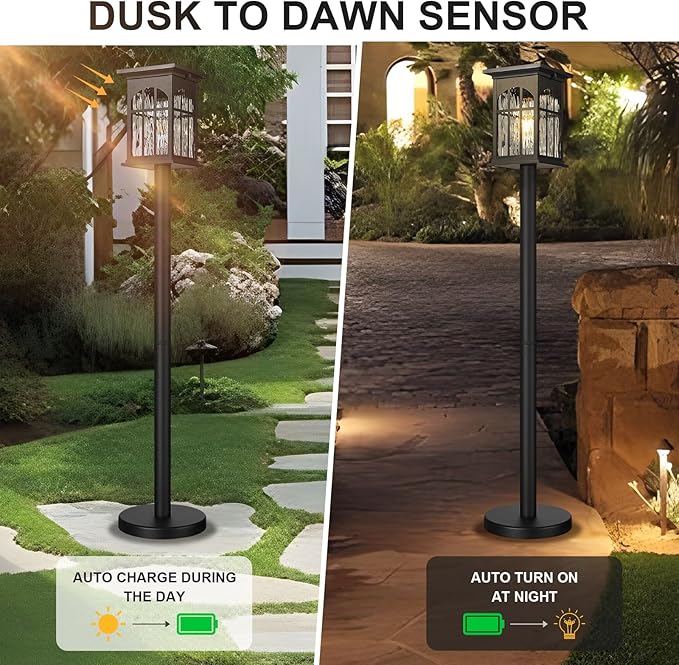 30Inch Solar Pole Lights Outdoor Waterproof, Portable Floor Lamp with Solar Panels Dusk to Dawn with Remote, Cordless Exterior Outside Pole Light for Pathway, Walkway, Garden, Yard, Patio