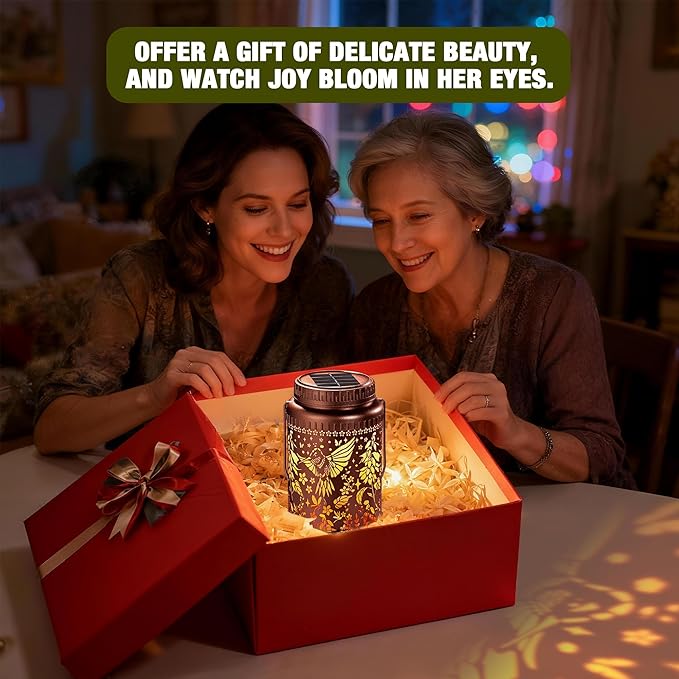 Cooo 2 Pack Solar Lanterns Outdoor Waterproof Hummingbird Red_Sage Solar Pathway Lights Landscape Path Christmas Gifts for Women Mom Grandma Outdoor Table Lamps Garden Yard Backyard Decor -Rose Gold