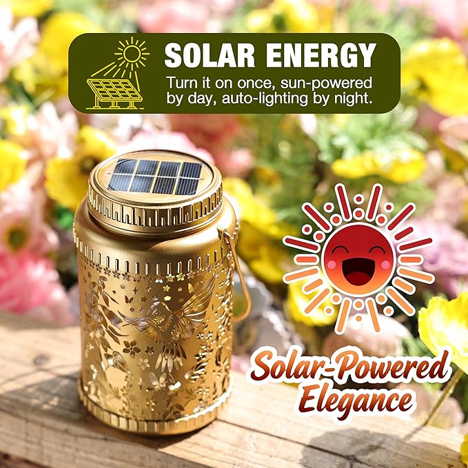 Cooo 2 Pack Valentines Day Gifts for Him Her Solar Lanterns Outdoor Waterproof Hummingbird Red_Sage Solar Pathway Lights Landscape Path for Outdoor Table Lamps Garden Yard Backyard Decor -Gold