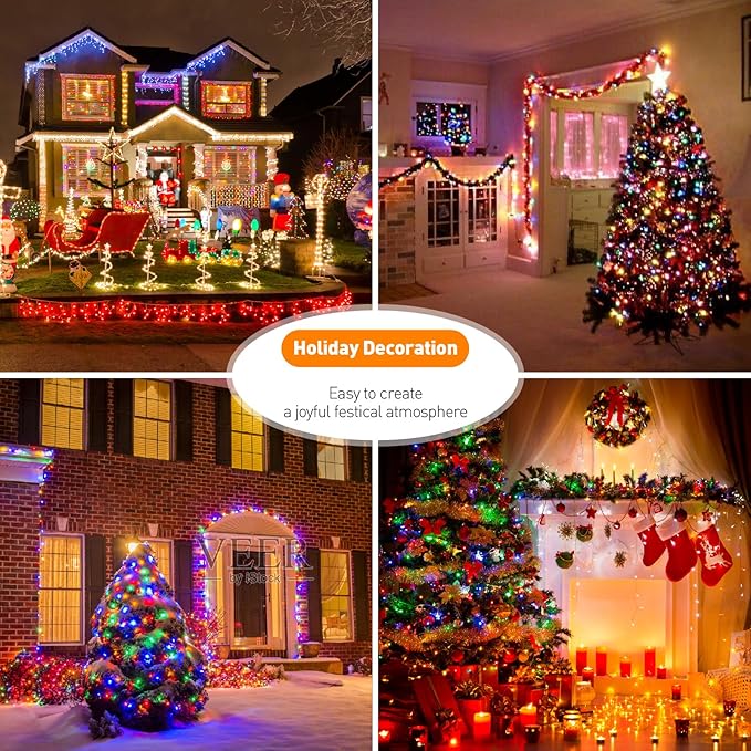 C9 LED Christmas Lights Outdoor 25FT Multicolor Christmas String Lights, Colorful Vintage Hanging Lights for Roofline Xmas Tree Patio Holiday Party Wedding Decoration