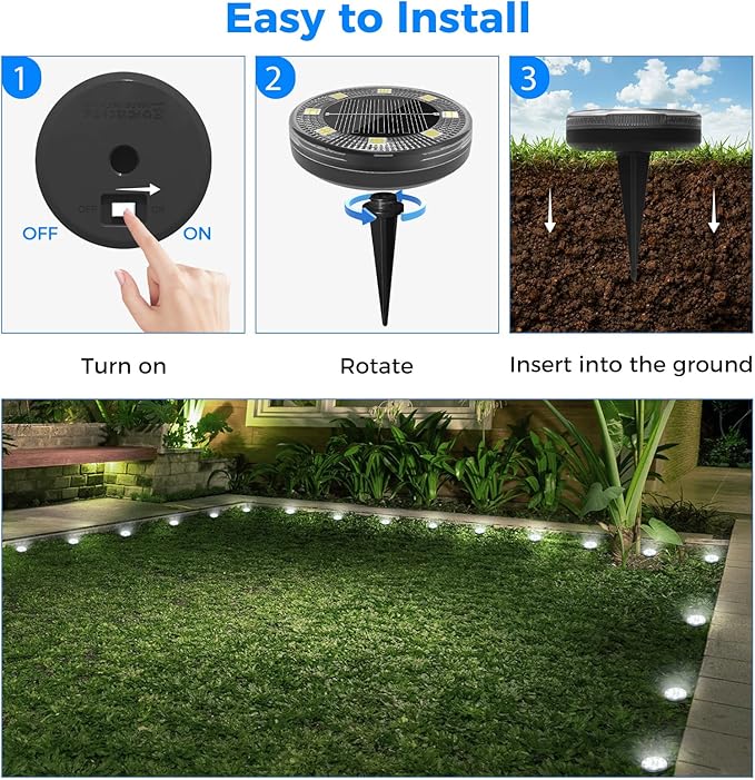 Peasur Mini Solar Ground Lights, 12 Pack Flat Solar Disc Lights Outdoor Waterproof, 2.3 Inch Small Solar Garden Lights Landscape Lighting for Outside Pathway Garden Yard Lawn Walkway,Cool White