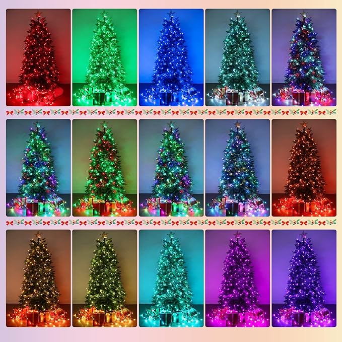iBaycon Smart Color Changing Christmas Lights, 100FT 300 LED RGB Christmas Tree Lights Remote & App Controlled String Lights for Outdoor Indoor Christmas Decorations