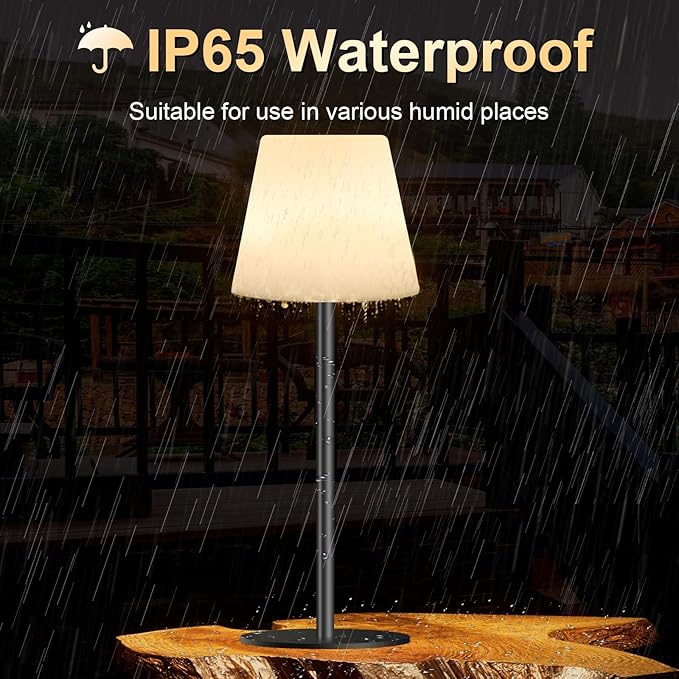 Outdoor Battery Operated Table Lamp Rechargeable Shower Lamp Waterproof Cordless Table Lamps RGB and 3000K Dimmable Table Lamps Portable Outdoor Lamps for Patio/Indoor/Bathroom.